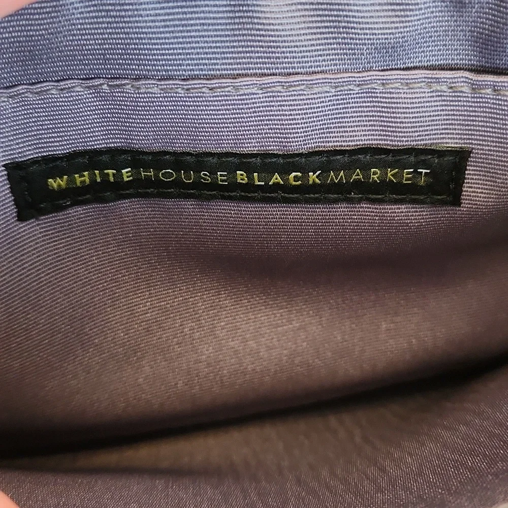 White House Black Market Envelope Clutch Wristlet Handbag Gray Suede - Picture 8 of 12